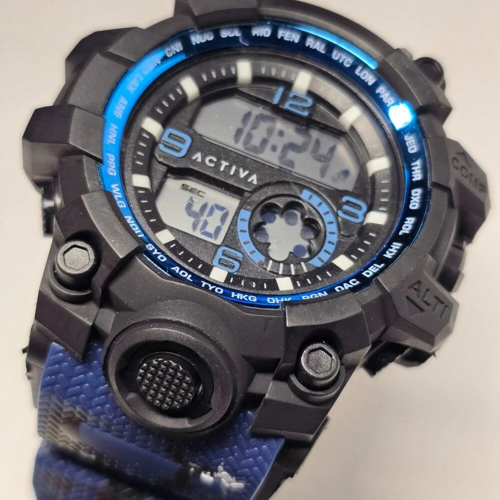 Activa Endurance X Invicta Men's Digital Watch - 54.5mm. Blue Camo (ACW435-003)